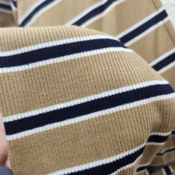 NWT Final Touch Ribbed Knit Tie Front Top M Tan Black White Stripes USA Made‎ - Picture 9 of 10